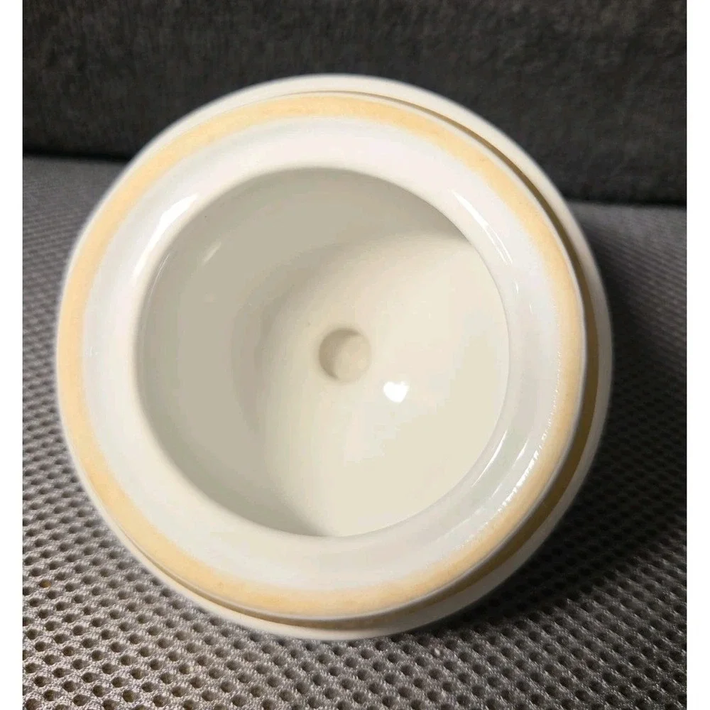 Vntg Ceramic Lidded Canister White With Rose Design 10 In Tall